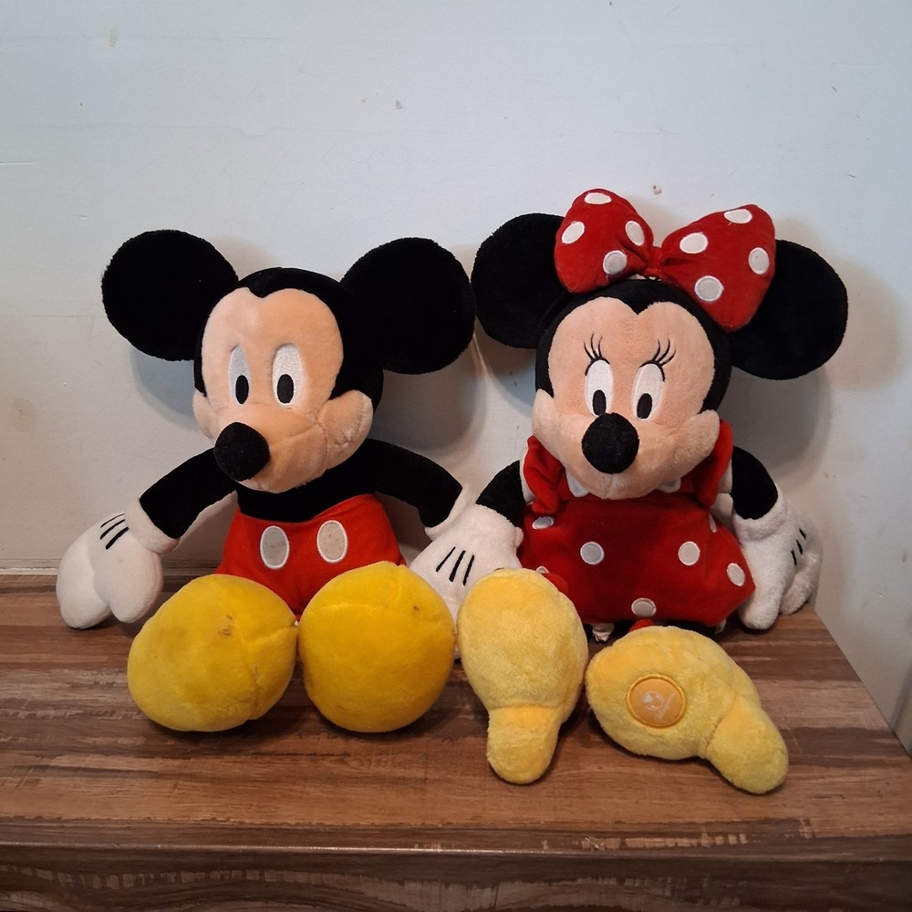 Vintage Y2K Disney Store Mickey Minnie Mouse Pluah Pair 18" GUC